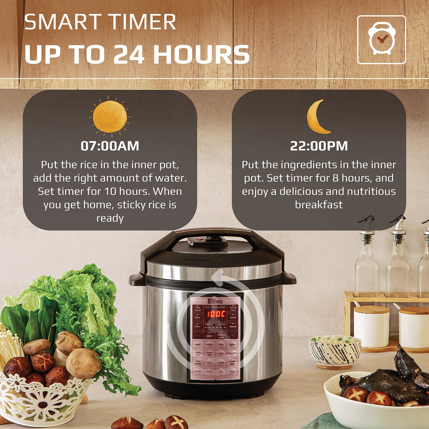 OLIVO PC60 Multifunctional Electric Pressure Cooker - 16 Preset Modes - Capacity 6L – Power 1000W