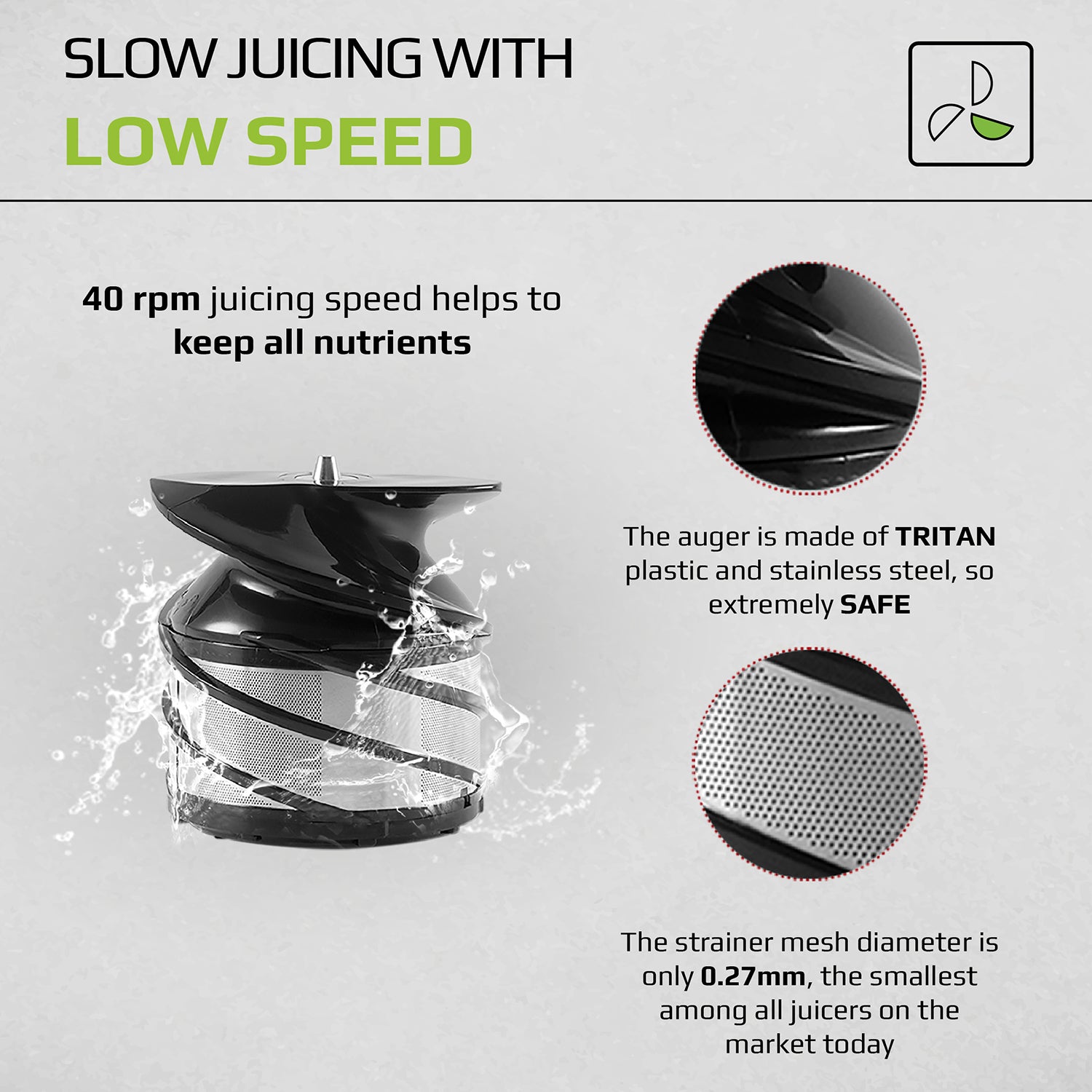 OLIVO SJ210 Slow Juicer - Squeeze Out Up To 98%- Multi-purpose Fruit And Vegetable Juicer