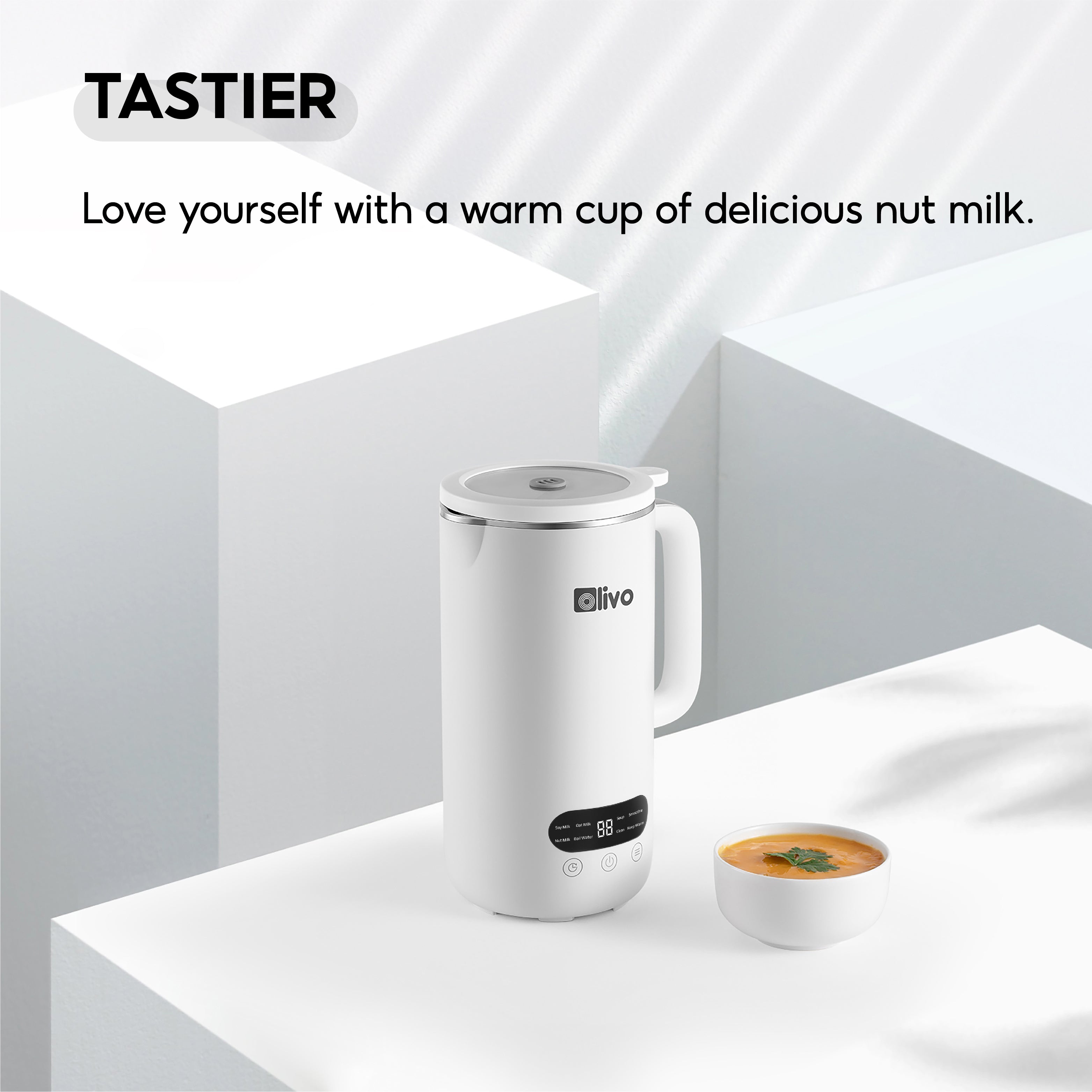 OLIVO CB1000 Automatic Nut Milk Maker - Almond, Cashew, Soy & Oat Milk Maker - Smoothie Blender - Soup Maker, 35 Oz, 9 Functions, 304 Stainless Steel, Safety Sensor, Spill-Proof, Easy to Use