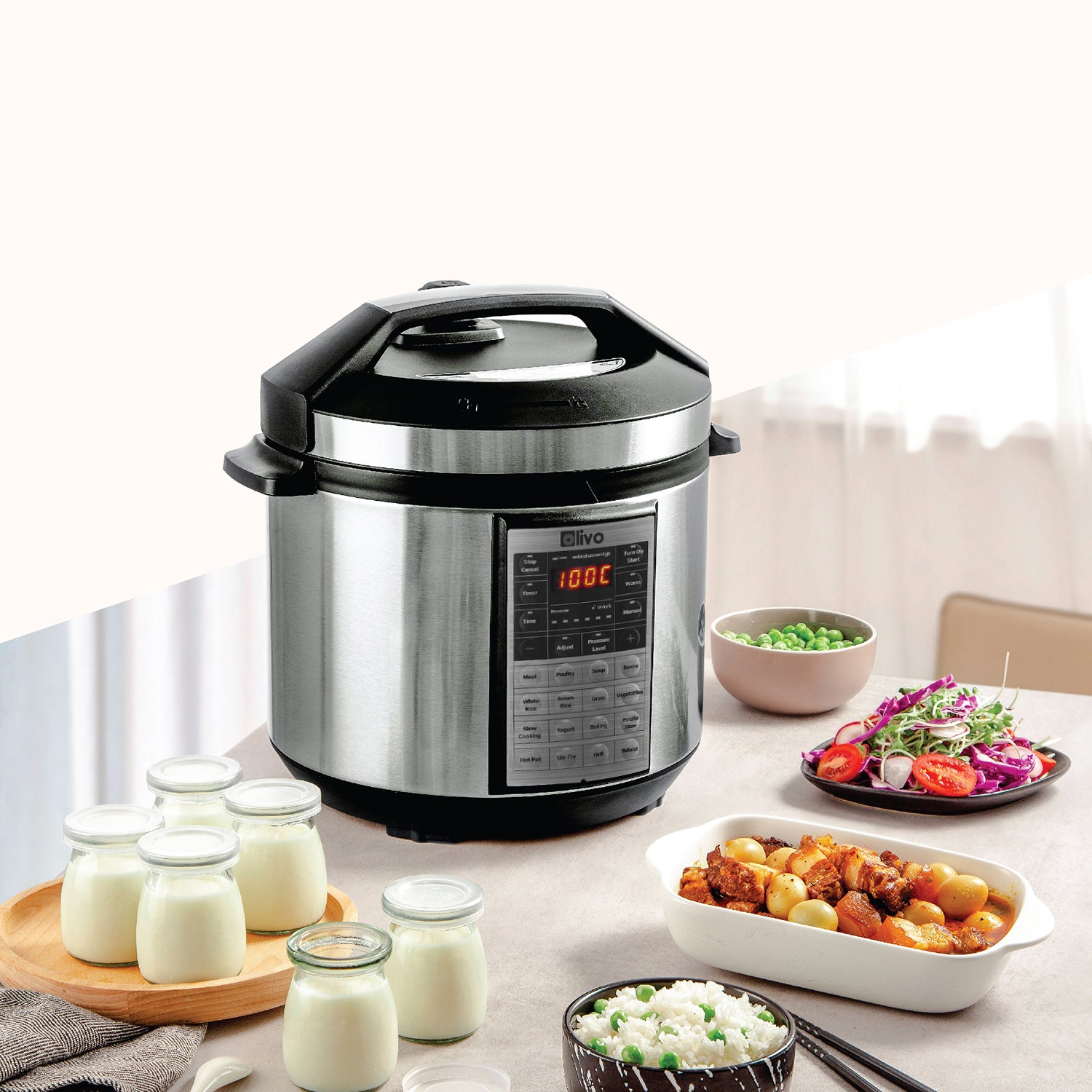 OLIVO PC60 Multifunctional Electric Pressure Cooker - 16 Preset Modes - Capacity 6L – Power 1000W