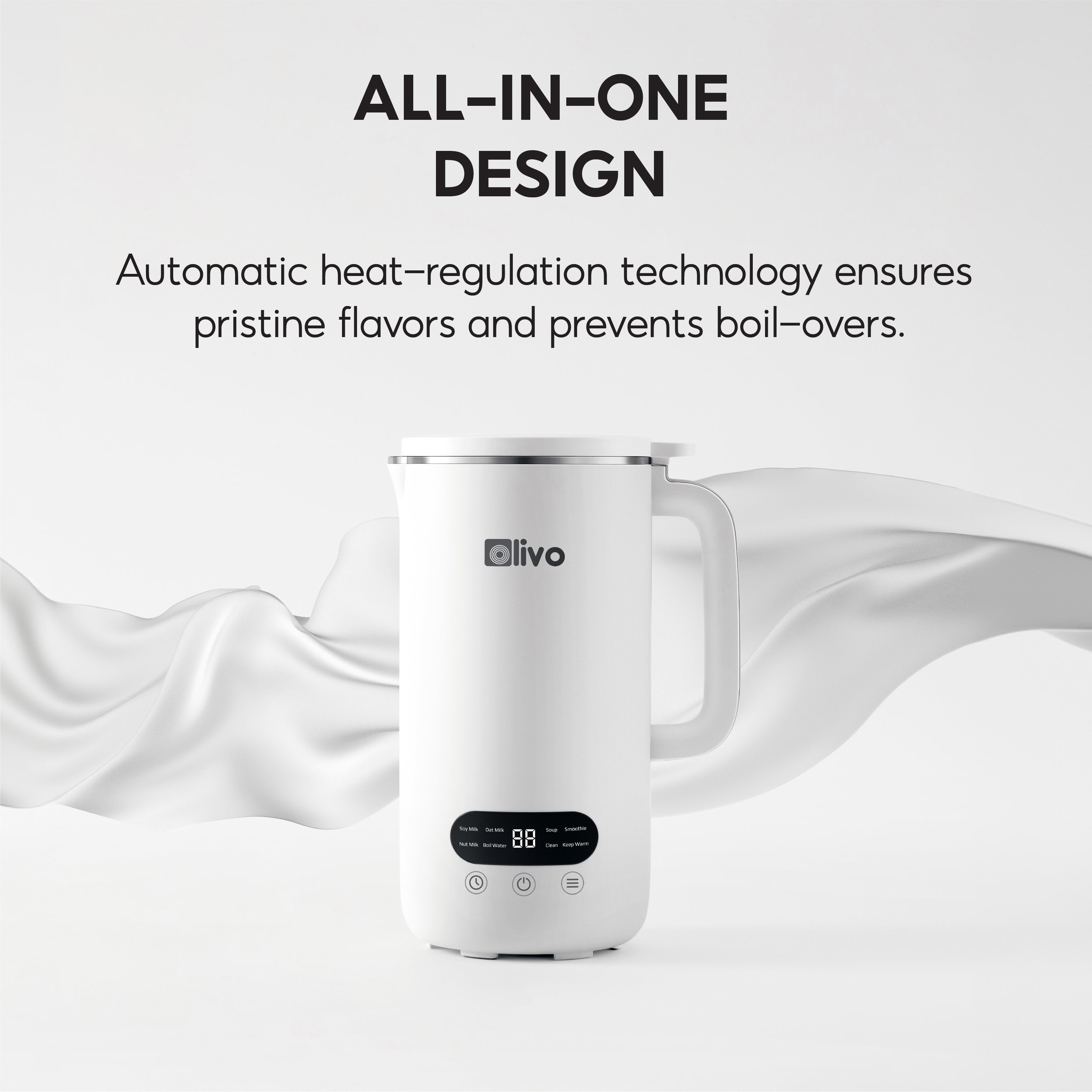 OLIVO CB1000 Automatic Nut Milk Maker - Almond, Cashew, Soy & Oat Milk Maker - Smoothie Blender - Soup Maker, 35 Oz, 9 Functions, 304 Stainless Steel, Safety Sensor, Spill-Proof, Easy to Use