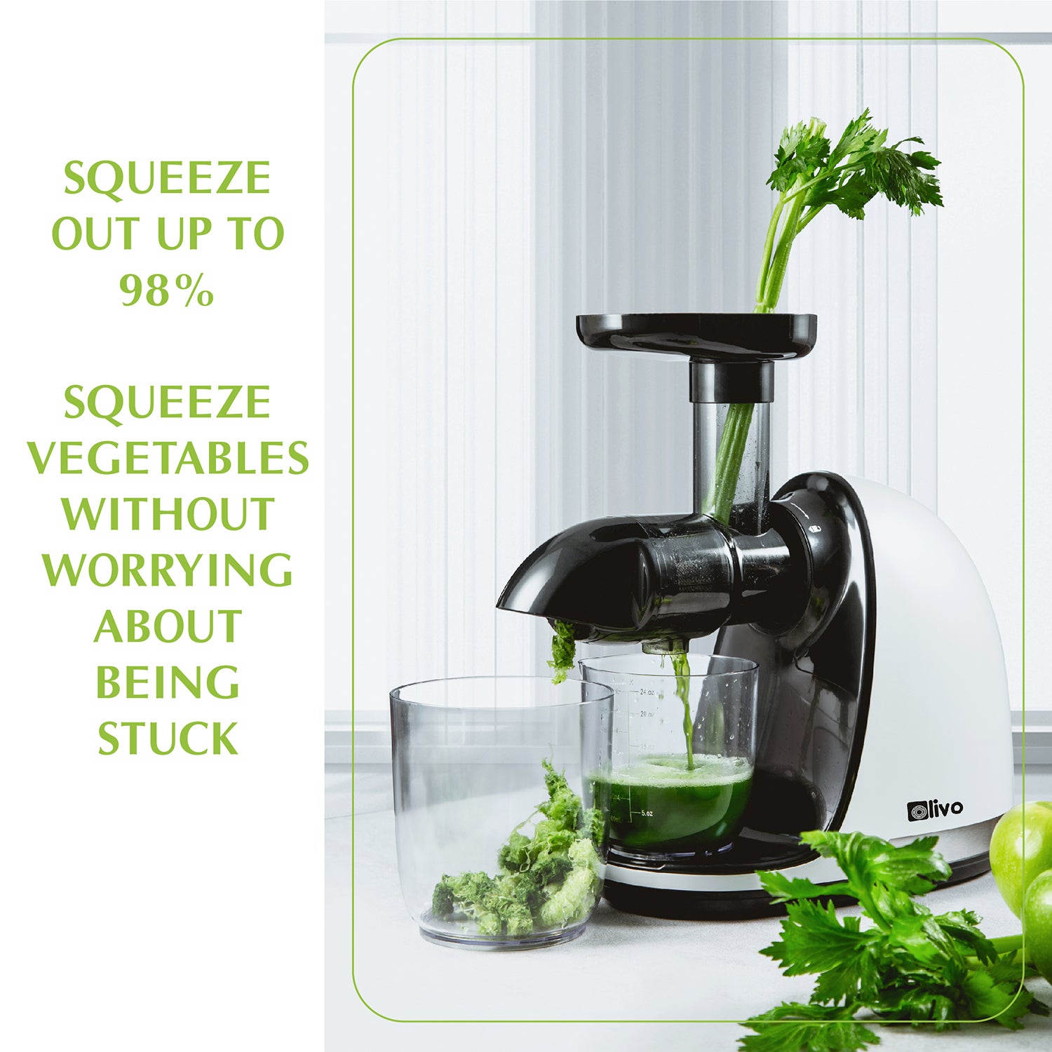 OLIVO SJ22 Horizontal Slow Juicer - Squeeze Vegetables Without Worryin